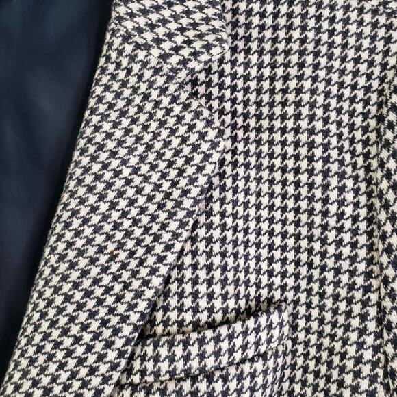 Talbots Blazer Jacket Womens Size 10 Stretch Knit Houndstooth Blue Aberdeen - Picture 4 of 10
